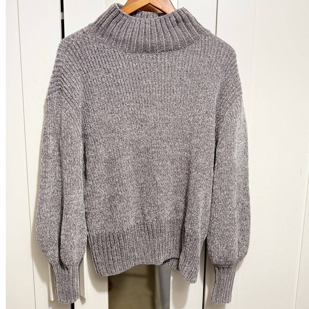 Cynthia Rowley‎ Gray Chenille Turtleneck Sweater Women’s Medium Soft Cozy Knit